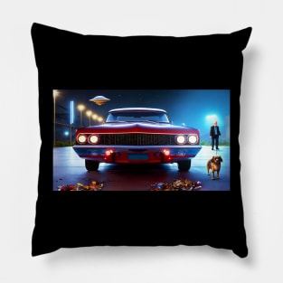 Classic Car Scene Pillow