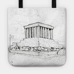 Ho Chi Minh Mausoleum Hanoi Vietnam Pen and Ink Illustration Tote