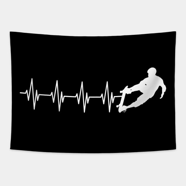 Skateboarder Heartbeat Tapestry by KC Happy Shop