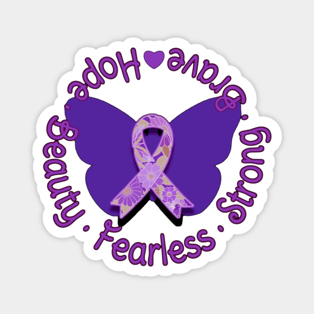 Purple Awareness Ribbon Floral Design Magnet by AlondraHanley