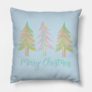 Pastel doodle Christmas trees, Merry Christmas trees Pillow