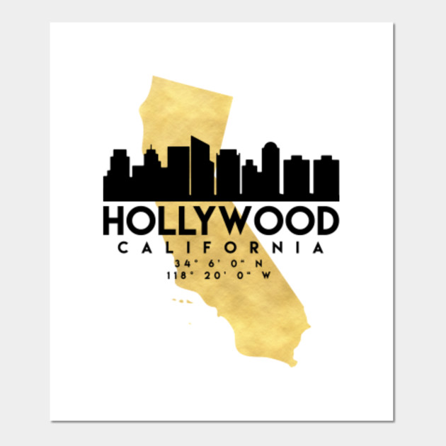 Hollywood California Skyline Map Art Hollywood Posters And Art