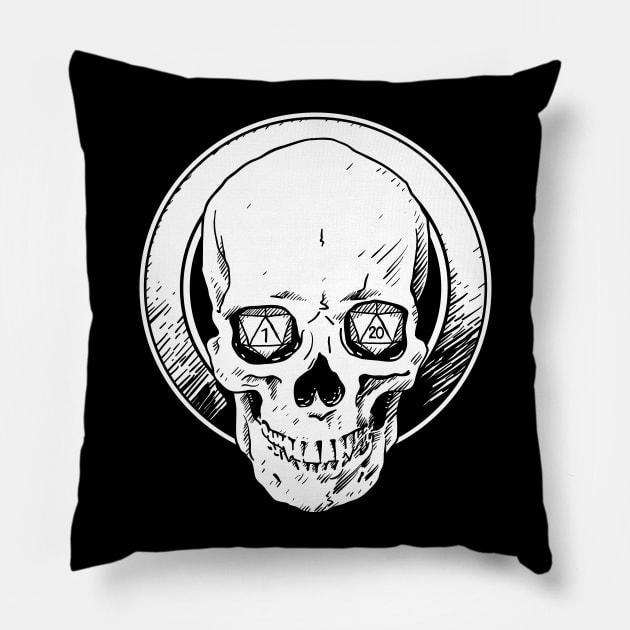 Dungeons and Dragons Skull d20 Pillow by Natural 20 Shirts