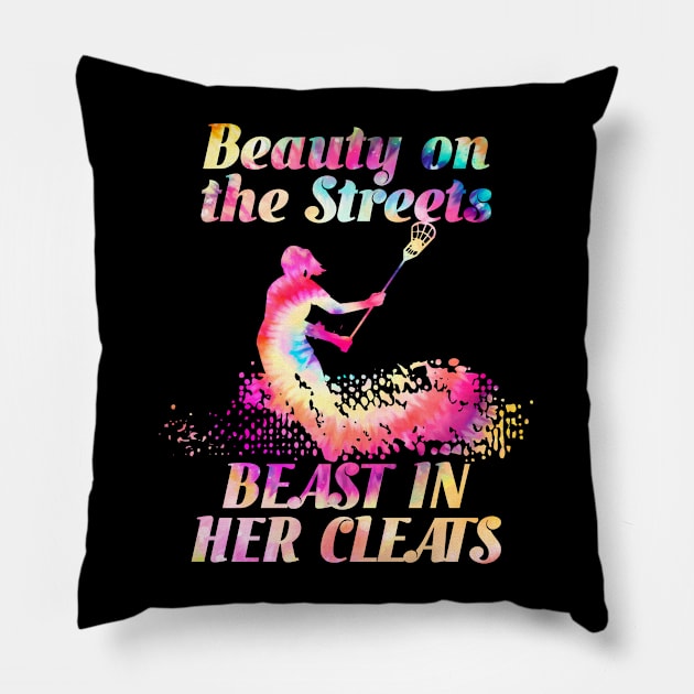 Lacrosse - Beauty On The Streets Beast In Her Cleats Pillow by Kudostees