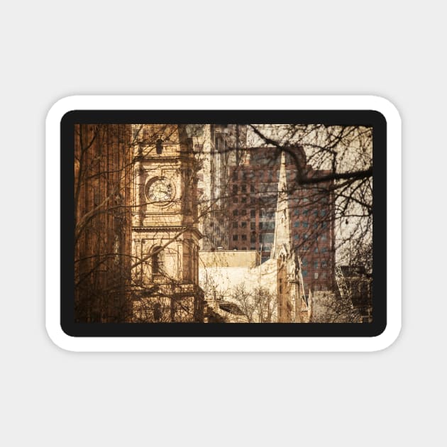 Melbourne Town Hall Through Plane Trees Magnet by melbournedesign