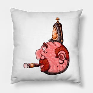 Helmet Wearing Cigar Smoker Pillow