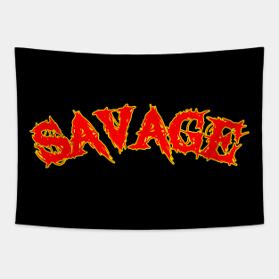 Savage metal style lettering Tapestry