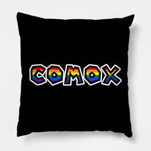 Town of Comox BC - LGBTQ - Rainbow Pride Flag Colours - Loud and Proud Text - Comox Pillow