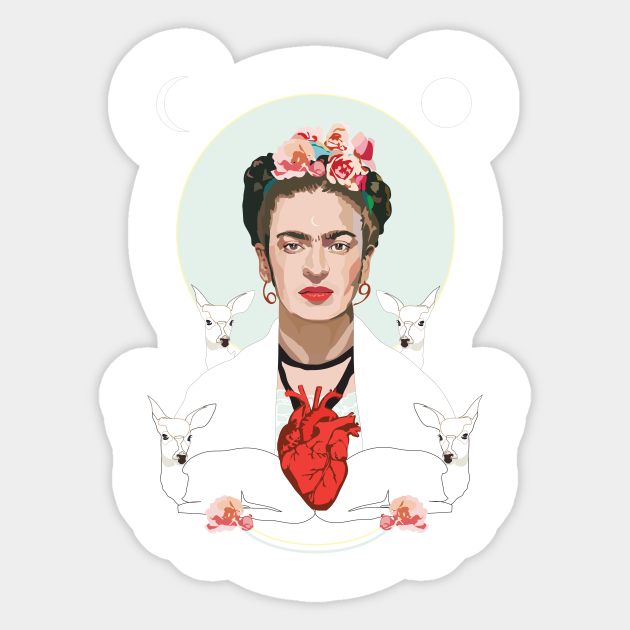 Frida Kahlo (white) - Colorful - Sticker