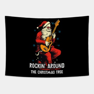 Christmas Guitar Gift Santa Claus Guitarist Funny Guitar Tapestry