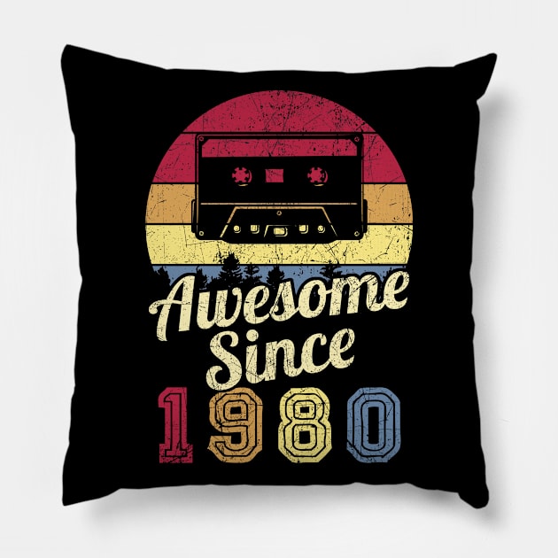 41 Year Old Vintage Awesome Since 1980 41st Birthday Pillow by White Martian