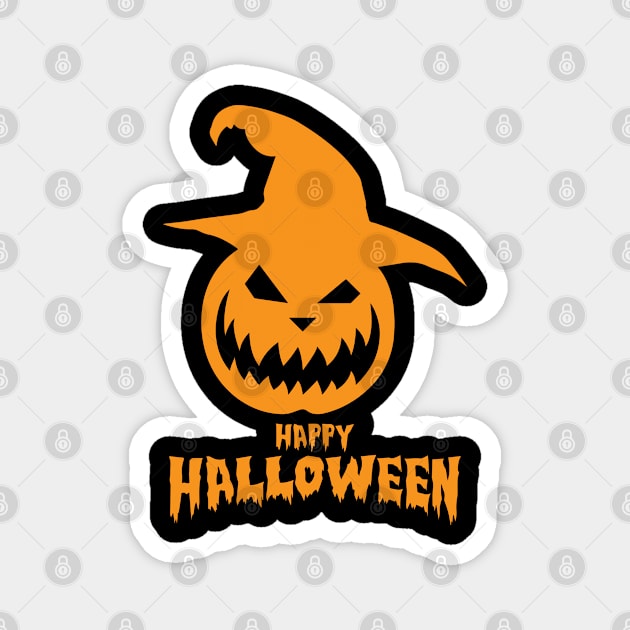 Happy Halloween With Orange Scary Pumpkin Magnet by anbartshirts