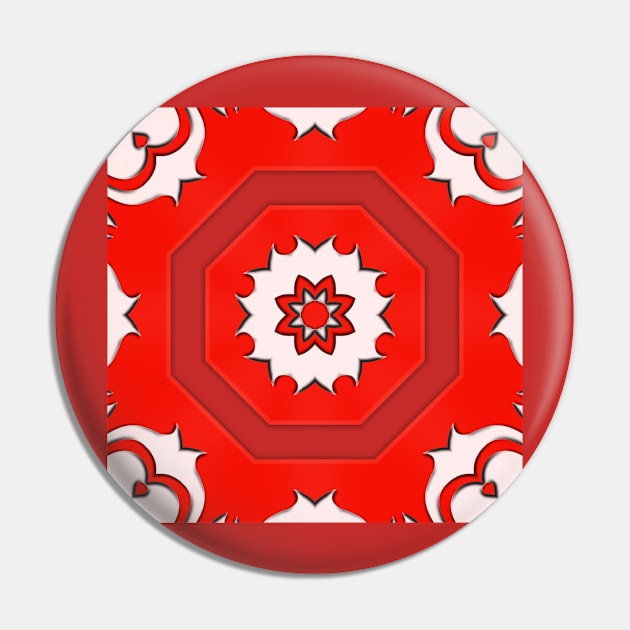 Bright Red Kaleidoscope Pattern (Seamless) 8 Pin by Swabcraft