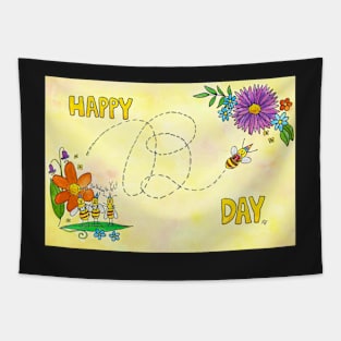 Happy Bee Day Tapestry