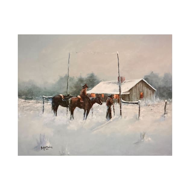 Snow Barn Oil on Canvas by Gallery Digitals