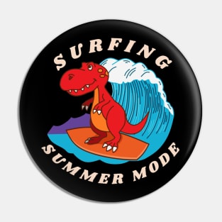 Chibi T-Rex Surfing Summer Mode Pin