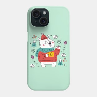 Cosy Polar Bear in Hat and Scarf Winter Fun Phone Case