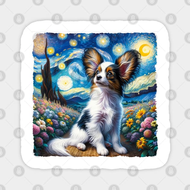 Starry Papillon Portrait - Dog Portrait Magnet by starry_night