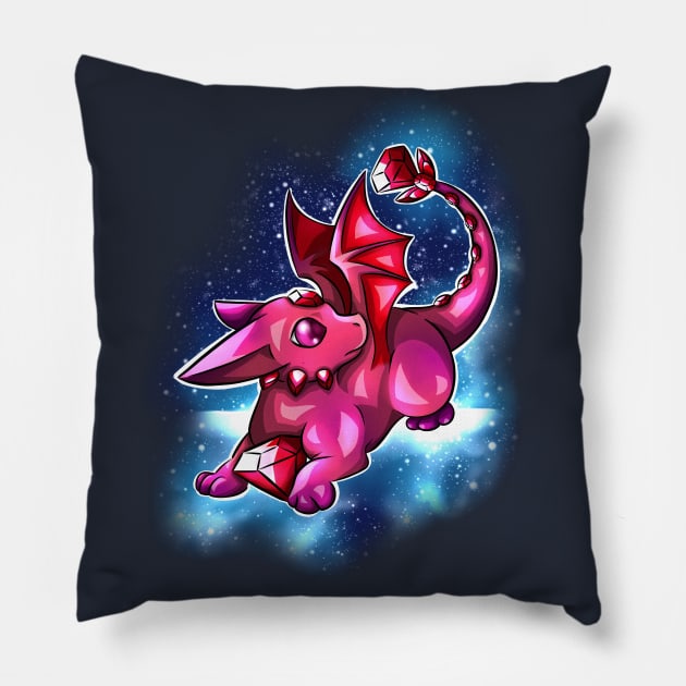 Ruby Dragon | Cute Cartoon Crystal Dragon Pillow by Shirin Illustration