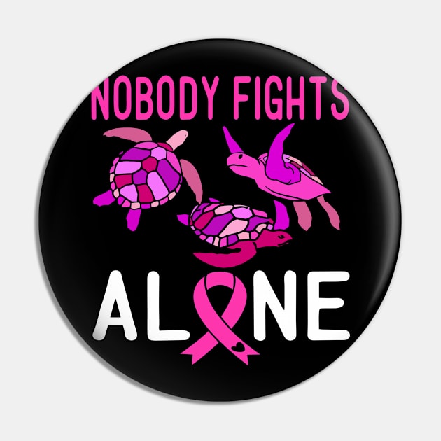 Nobody Fights Alone Turtles Pink Breast Cancer Women Pin by KhanhVan