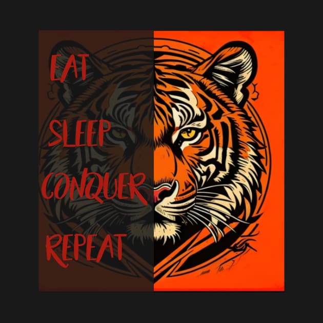 Tiger head: eat, sleep, conquer, repeat by Mkt design