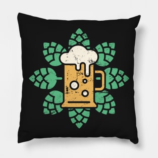 Retro Craft Beer Hops Pillow