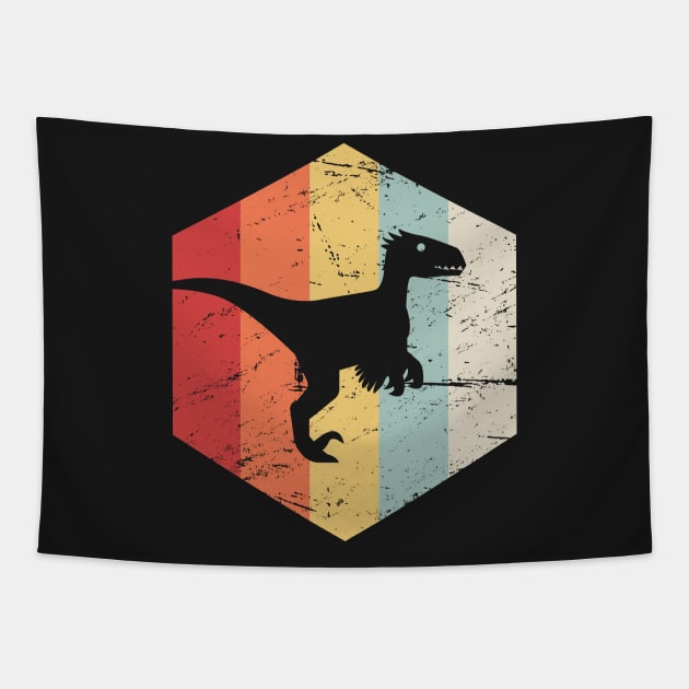 Retro 70s Velociraptor Tapestry by MeatMan