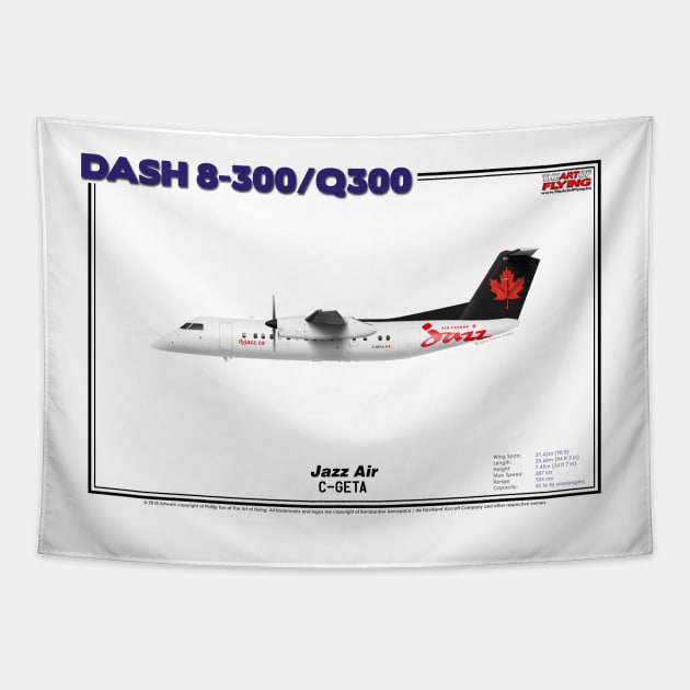 DeHavilland Canada Dash 8-300/Q300 - Jazz Air (Art Print) Tapestry by TheArtofFlying