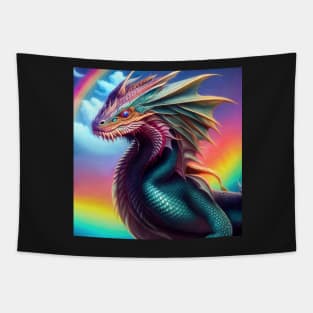 Intricate Rainbow Scaled Dragon Tapestry
