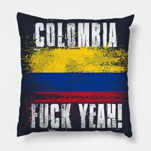 Colombia Fuck Yeah! Wartorn Distressed Flag Pillow