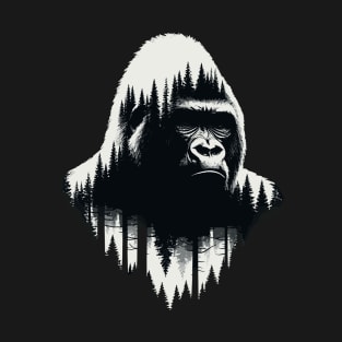 Gorilla Silhouette Woodland Nature Forest T-Shirt