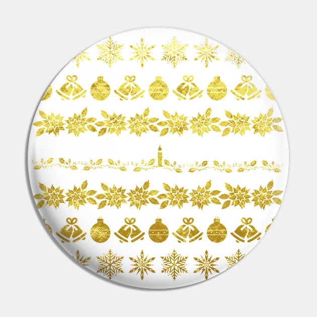 Golden Christmas Silhouette Pattern Pin by Mazz M