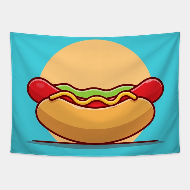 Hotdog Cartoon Vector Icon Illustration (11) Tapestry by Catalyst Labs