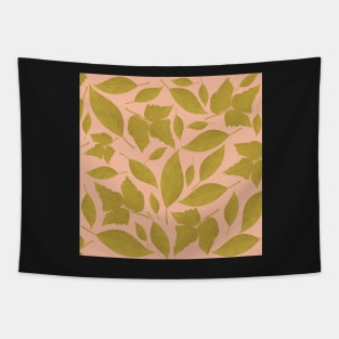 Pink and Mustard Leaves Pattern Tapestry