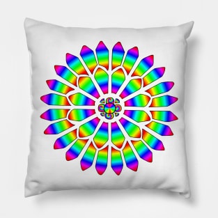 Rainbow Stained Glass Flower Mandala Window Pillow