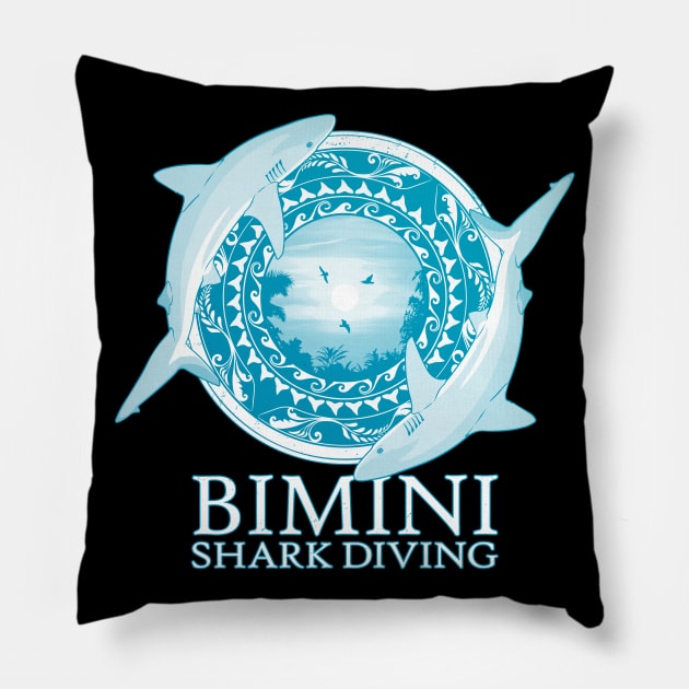 Caribbean Reef Sharks Bimini Bahama Islands Pillow by NicGrayTees