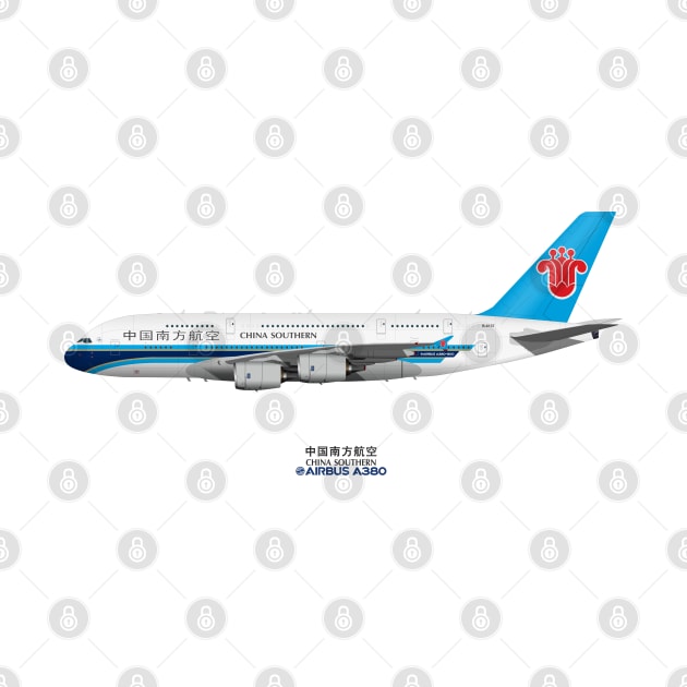 Illustration of China Southern Airbus A380 by SteveHClark