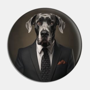 Great Dane Dog in Suit Pin