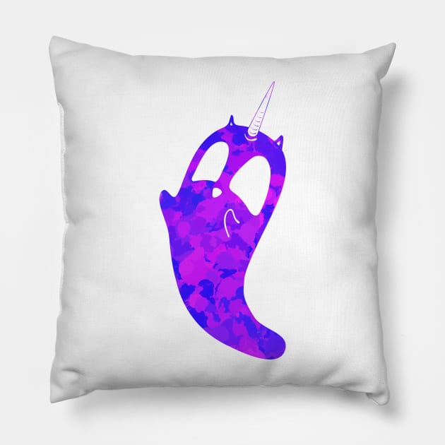 Purple splatter unicorn cat ghost Pillow by Surplusweird