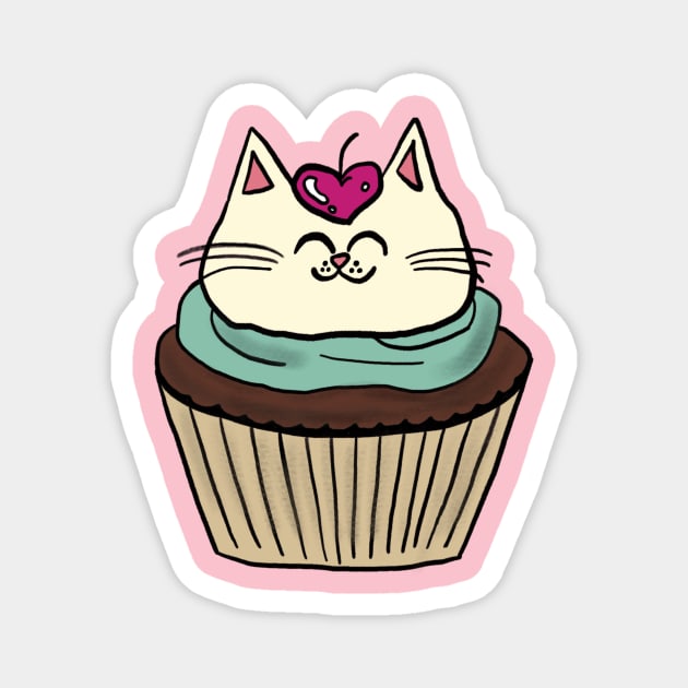 Cat Cupcake Magnet by Crazy Orange Cat Shop