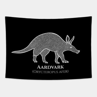 Aardvark with Common and Latin Names - black and white animal design Tapestry