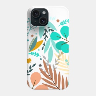 illustration of abstract colored flower with closed opened blossom leaves seamless pattern Phone Case