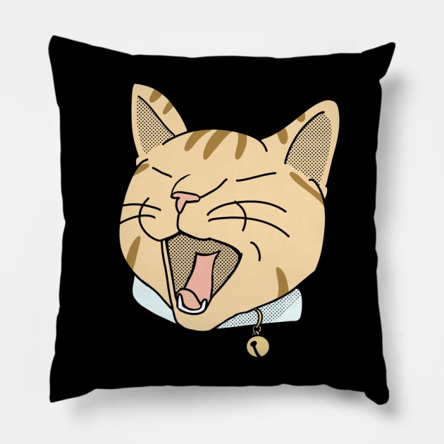 Yawning Orange Tabby Pillow by Lyuda