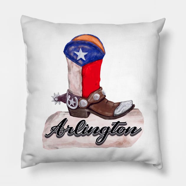 Arlington Texas Cowboy Boot Pillow by TravelTime