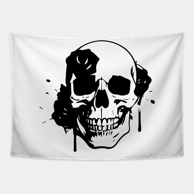 skull rose Tapestry by lkn