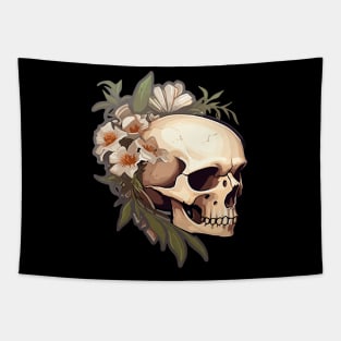 Skull And Flowers Tapestry