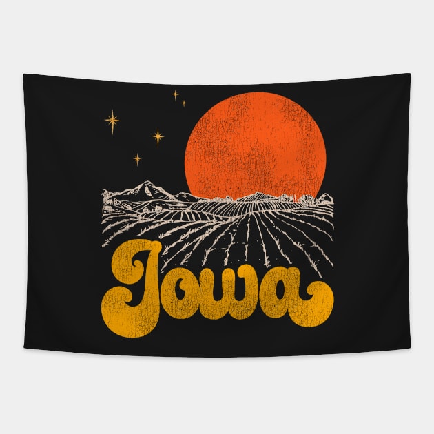 Vintage State of Iowa Mid Century Distressed Aesthetic Tapestry by darklordpug