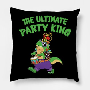 Mardi Gras Carnival T-rex Dinosaur Party King Pillow