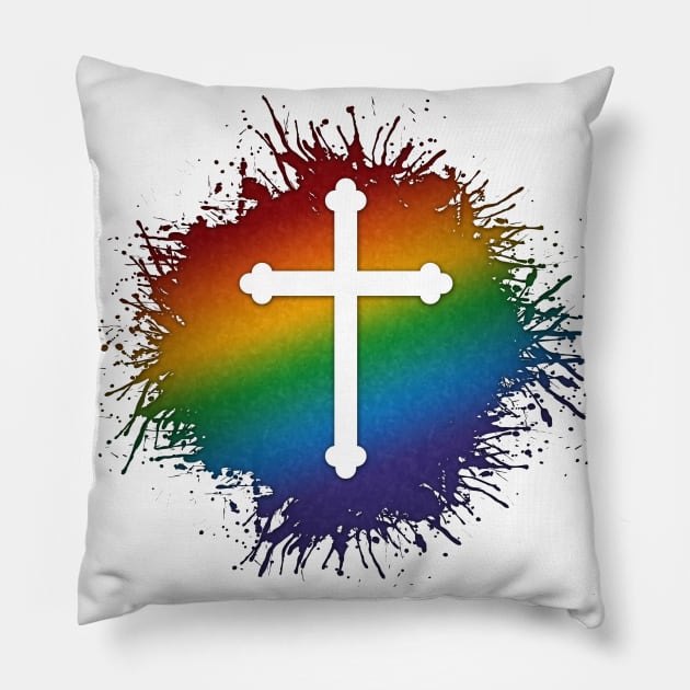 Rainbow Cross Pillow by LiveLoudGraphics