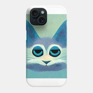 Sleepy, bored little blue cat face. Phone Case